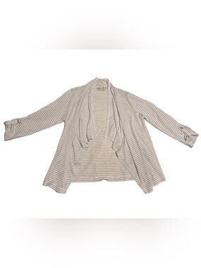 Open-Front Striped Collar Cardigan - Light Gray and white Zenergy by Chico’s 1